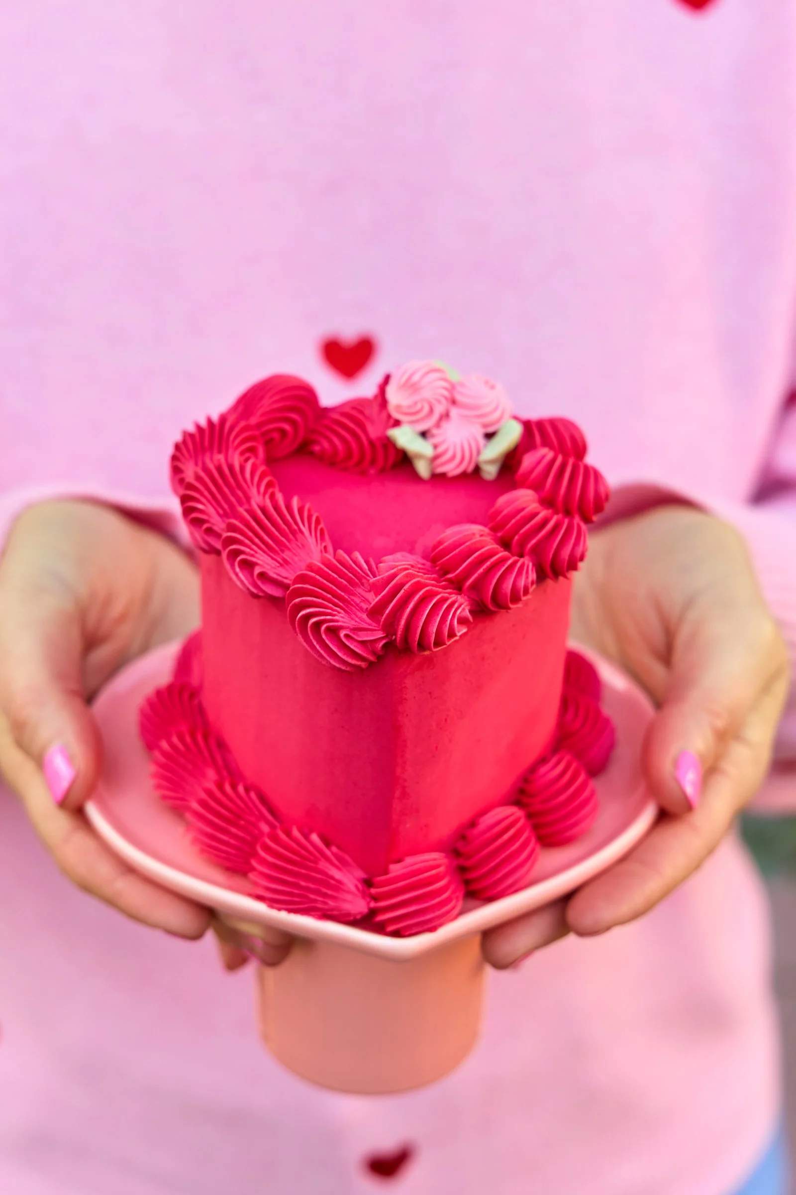 Hot Pink Heart Cake for Two - Image 3